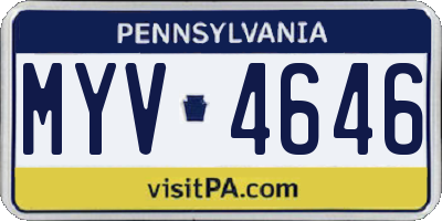 PA license plate MYV4646