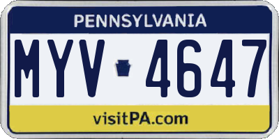 PA license plate MYV4647