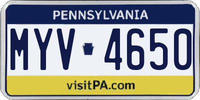 PA license plate MYV4650