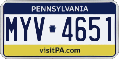 PA license plate MYV4651