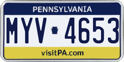 PA license plate MYV4653