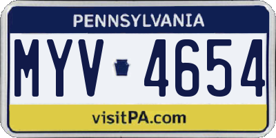 PA license plate MYV4654