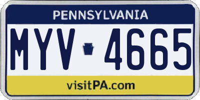 PA license plate MYV4665