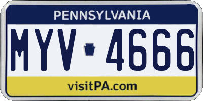 PA license plate MYV4666