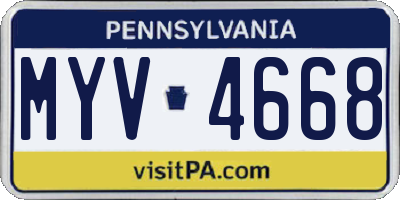 PA license plate MYV4668