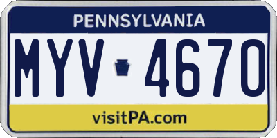 PA license plate MYV4670