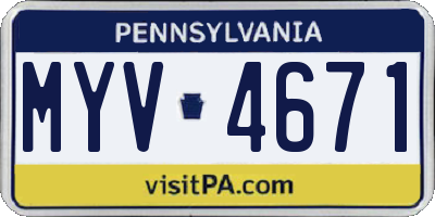 PA license plate MYV4671