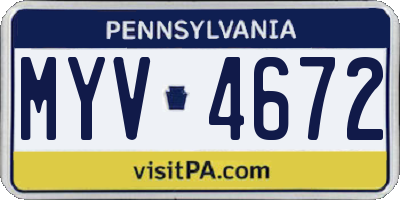 PA license plate MYV4672