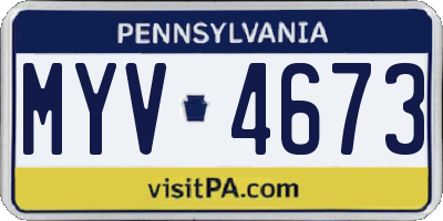 PA license plate MYV4673