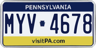PA license plate MYV4678