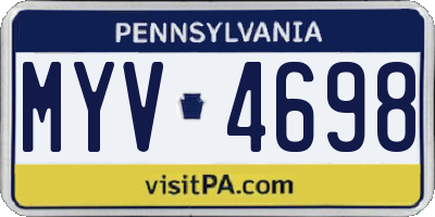 PA license plate MYV4698