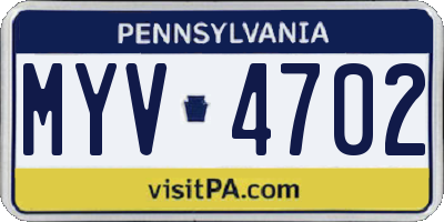 PA license plate MYV4702
