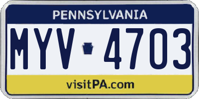 PA license plate MYV4703