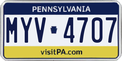 PA license plate MYV4707