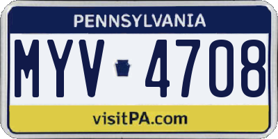 PA license plate MYV4708