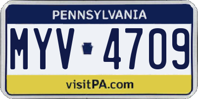 PA license plate MYV4709