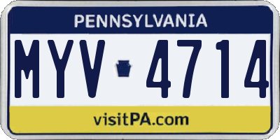 PA license plate MYV4714