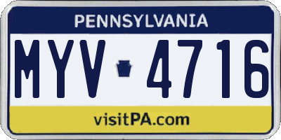 PA license plate MYV4716