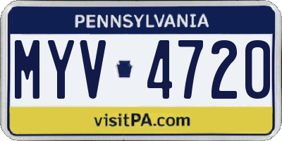 PA license plate MYV4720