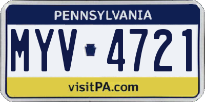 PA license plate MYV4721