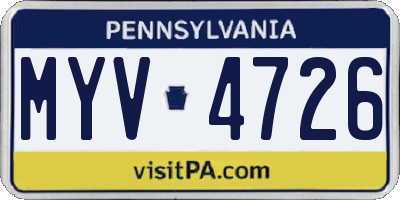 PA license plate MYV4726