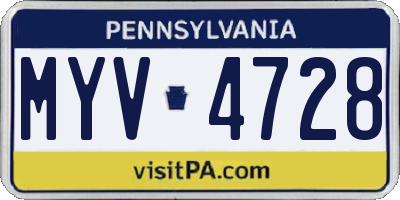 PA license plate MYV4728