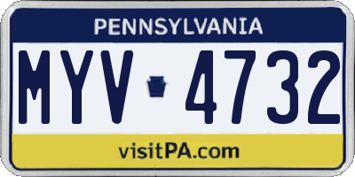PA license plate MYV4732