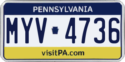 PA license plate MYV4736