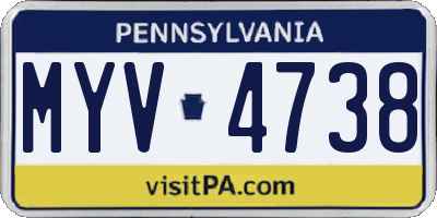 PA license plate MYV4738