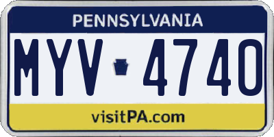 PA license plate MYV4740