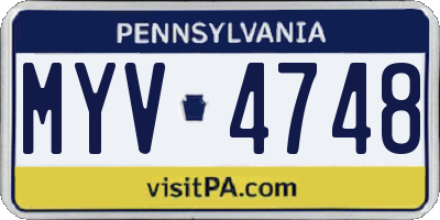 PA license plate MYV4748