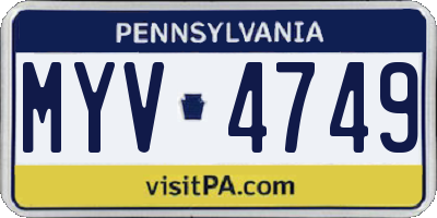 PA license plate MYV4749