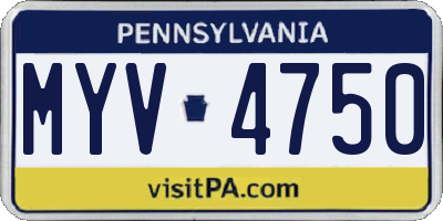 PA license plate MYV4750