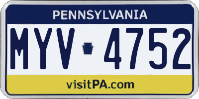 PA license plate MYV4752