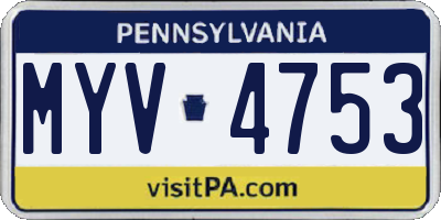 PA license plate MYV4753