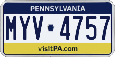 PA license plate MYV4757