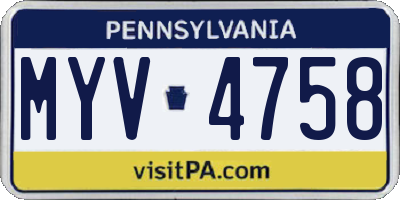 PA license plate MYV4758