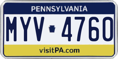 PA license plate MYV4760