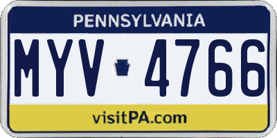 PA license plate MYV4766