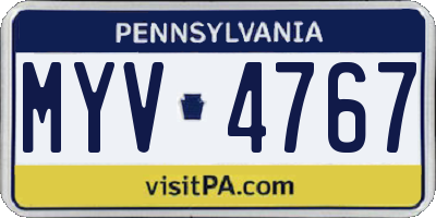 PA license plate MYV4767