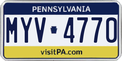 PA license plate MYV4770