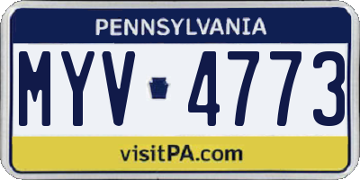 PA license plate MYV4773