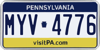 PA license plate MYV4776