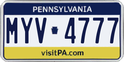 PA license plate MYV4777