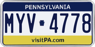 PA license plate MYV4778