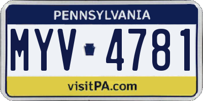 PA license plate MYV4781