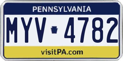 PA license plate MYV4782