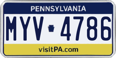 PA license plate MYV4786