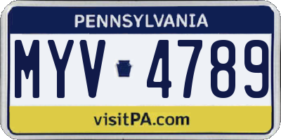 PA license plate MYV4789