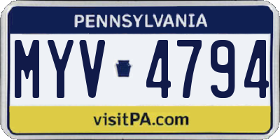 PA license plate MYV4794
